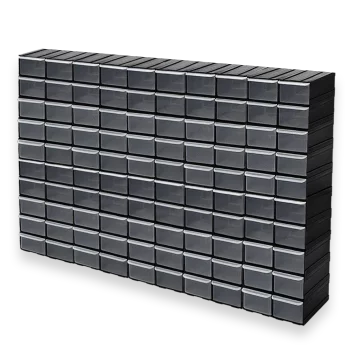 Zestaw 100 szufladek magazynowych z modułowym systemem rozbudowy