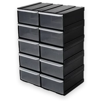 Zestaw 10 szufladek magazynowych z modułowym systemem rozbudowy